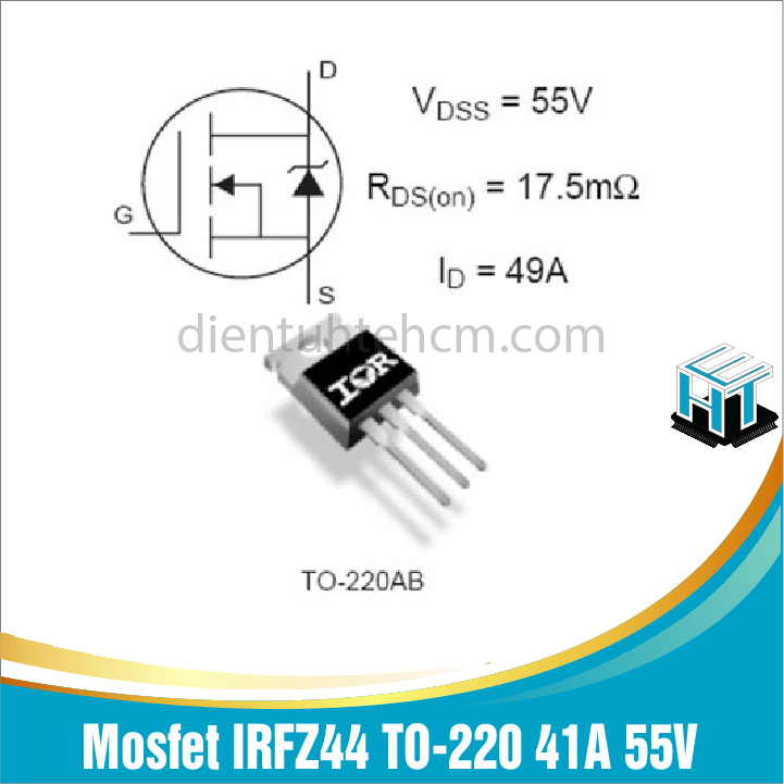 Mosfet IRFZ44 TO-220 41A 55V Kênh N