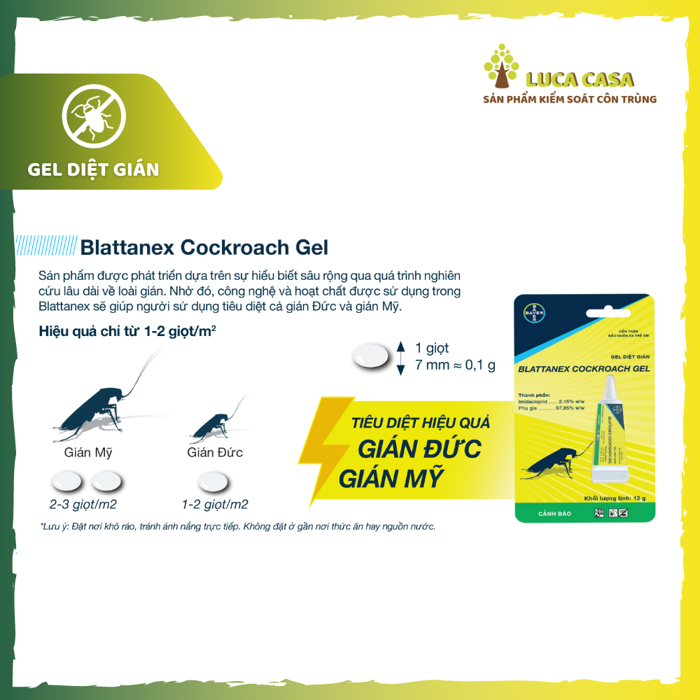 Gel Diệt Gián BLATTANEX COCKROACH Bayer - Combo 3 tuýp