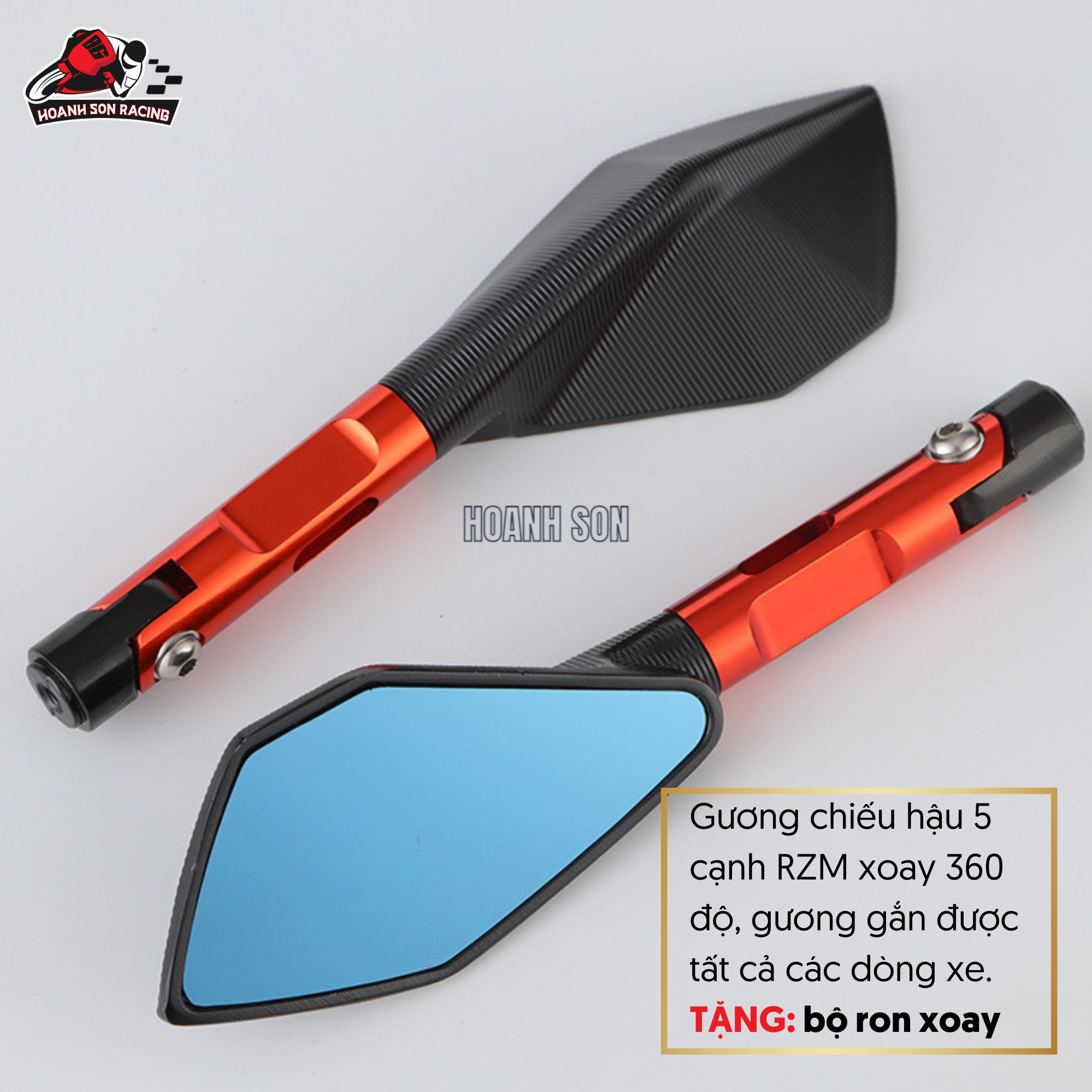 Rizoma 5 side rearview mirror brush 360 degree rotating left side mirror for all current vehicle, imported high-end five side rearview mirror, hoang Son Racing Motorcycle accessories wholesale rotating 360 degree mirror