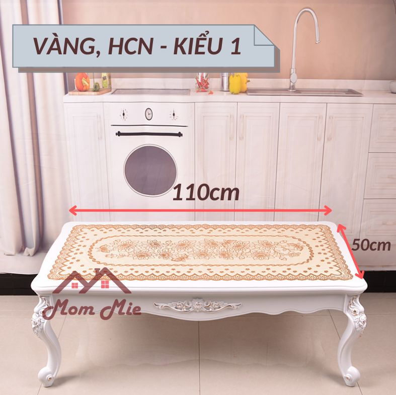 Khăn trải bàn hoa văn dập nổi sang trọng nhiều mẫu - Màu vàng, bạc - A012