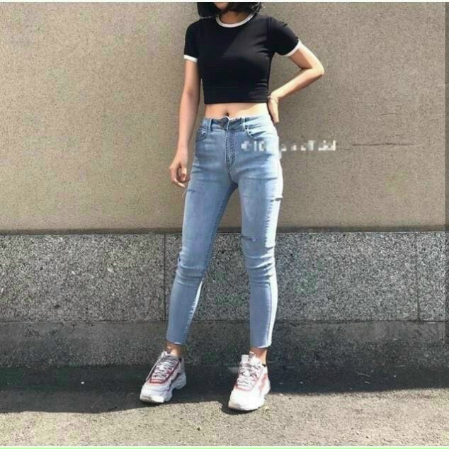 Áo borip croptop phối viền tay, cổ, eo trắng đen đầy phong cách TTSA1170