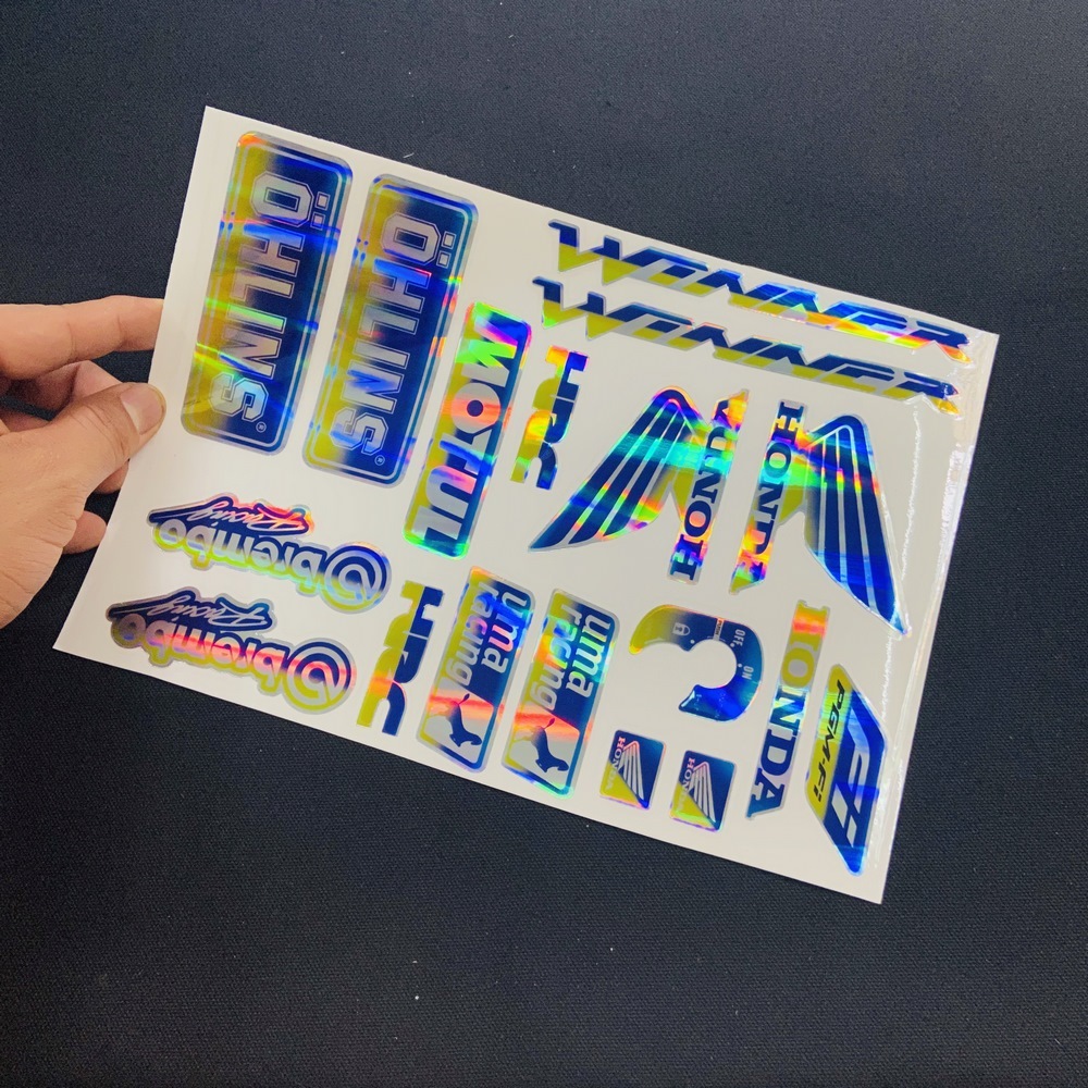 TẤM TEM CROM MÀU TITAN NHIỀU STICKER CHO HONDA WINNER