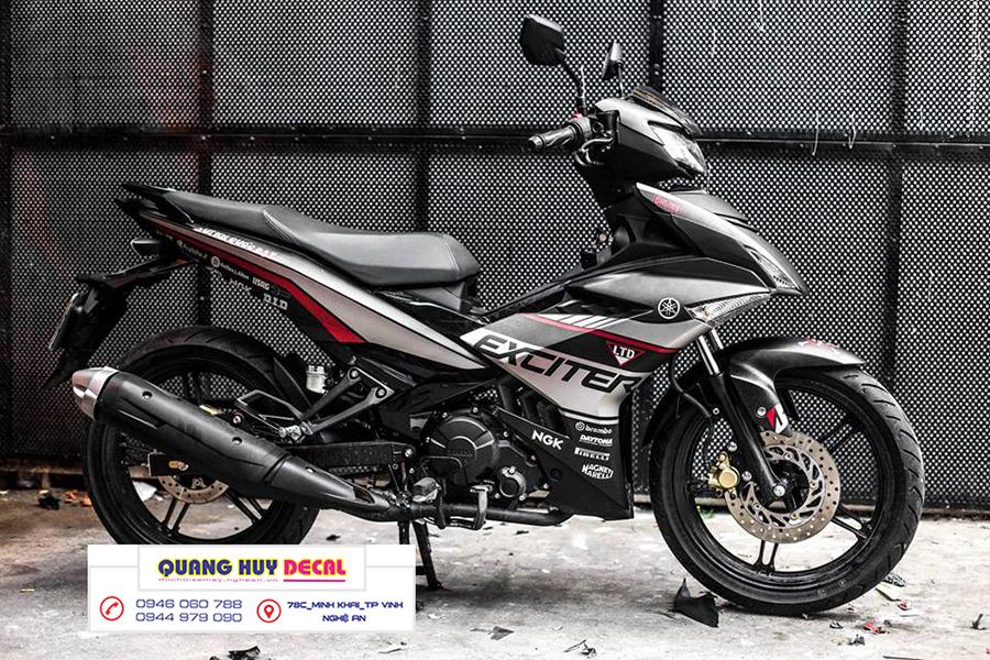 Tem trùm xe máy ex150 sọc xám đen - Độ tem xe máy ex150 thiết kế theo yêu cầu - Chế tem trùm xe máy exciter 150 rẻ đẹp