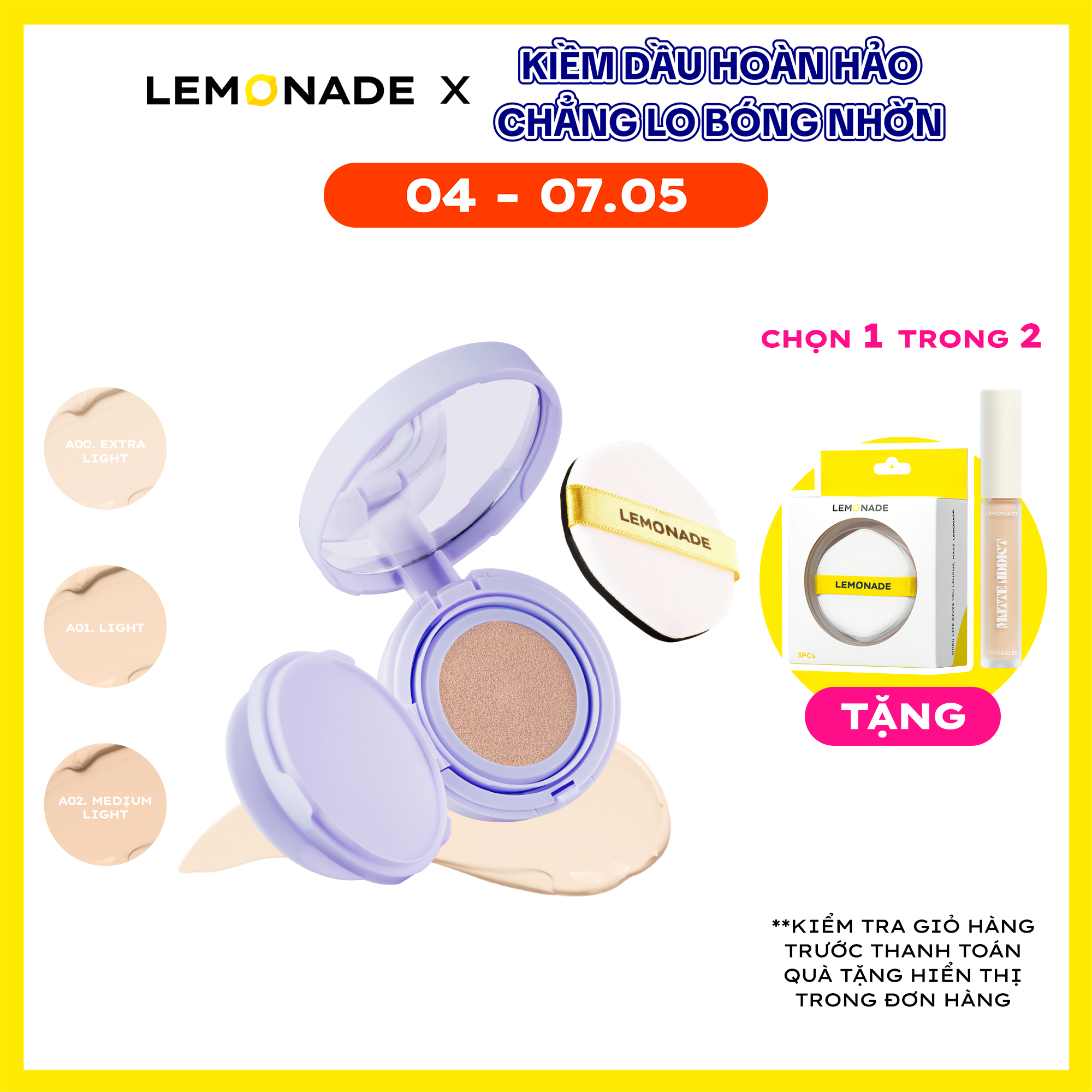 Phấn Nước Mỏng Nhẹ Kiềm Dầu Thuần Chay Chống Nắng Lemonade SuperMatte No Makeup Cushion 15g