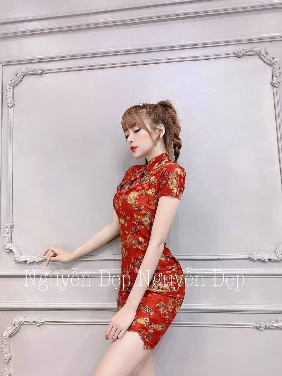 Đầm body sườn xám họa tiết hoa fashionlyly