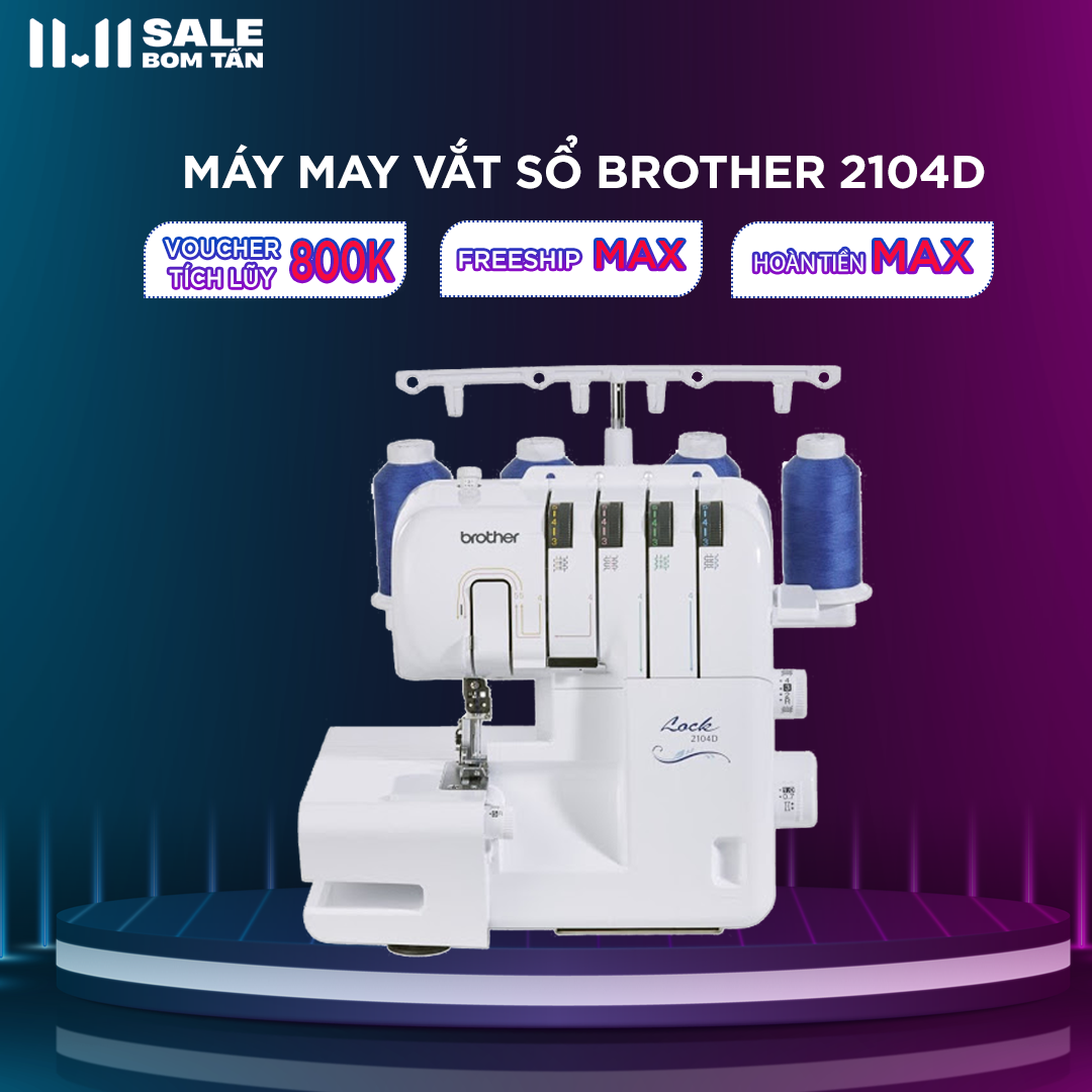 Trả góp 0%Máy Vắt Sổ Brother 2104D - Hàng chính hãng Tặng kèm túi Brother