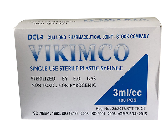 Kim Tiêm vô trùng 3CC Vikimco Hộp 100 cây