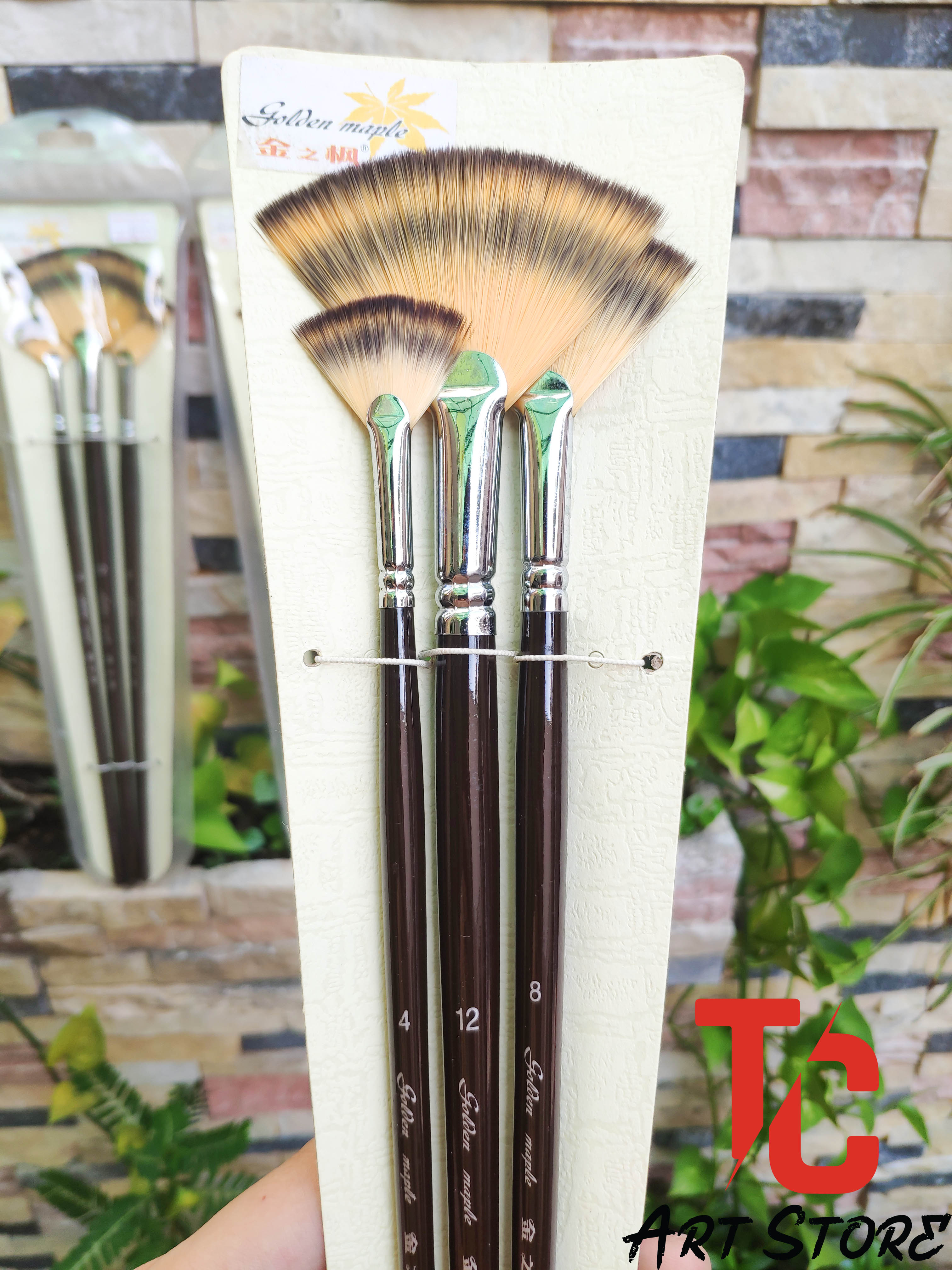 [TC Art Store] Bộ cọ quạt 3 cây Golden Maple