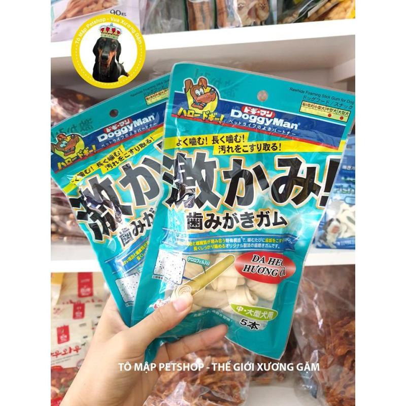 XƯƠNG GẶM DA HEO HƯƠNG GÀ SIZE S 5 CÂY DOGGYMAN CHO CHÓ