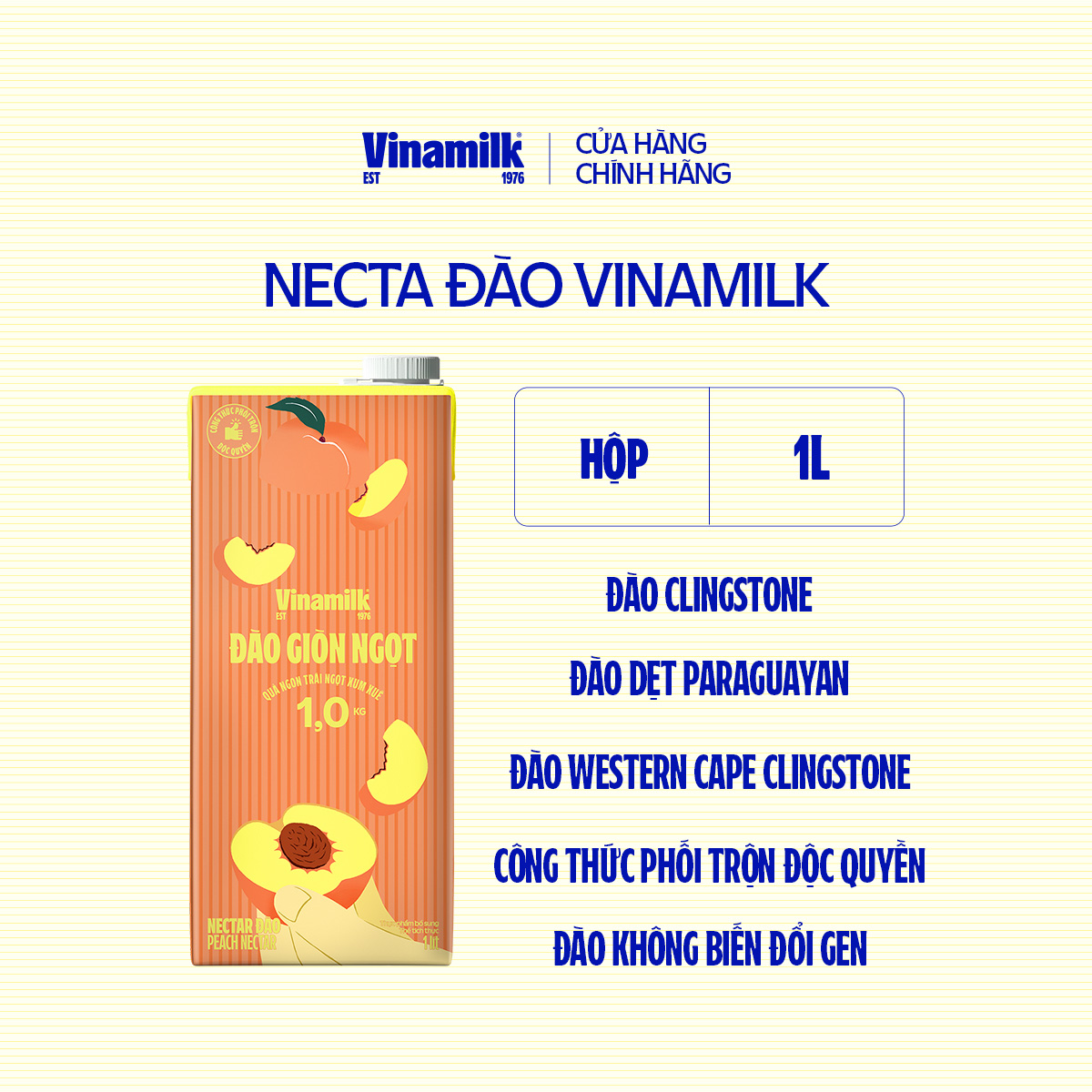 1 Hộp Nước Necta Đào Vinamilk - Hộp giấy 1L
