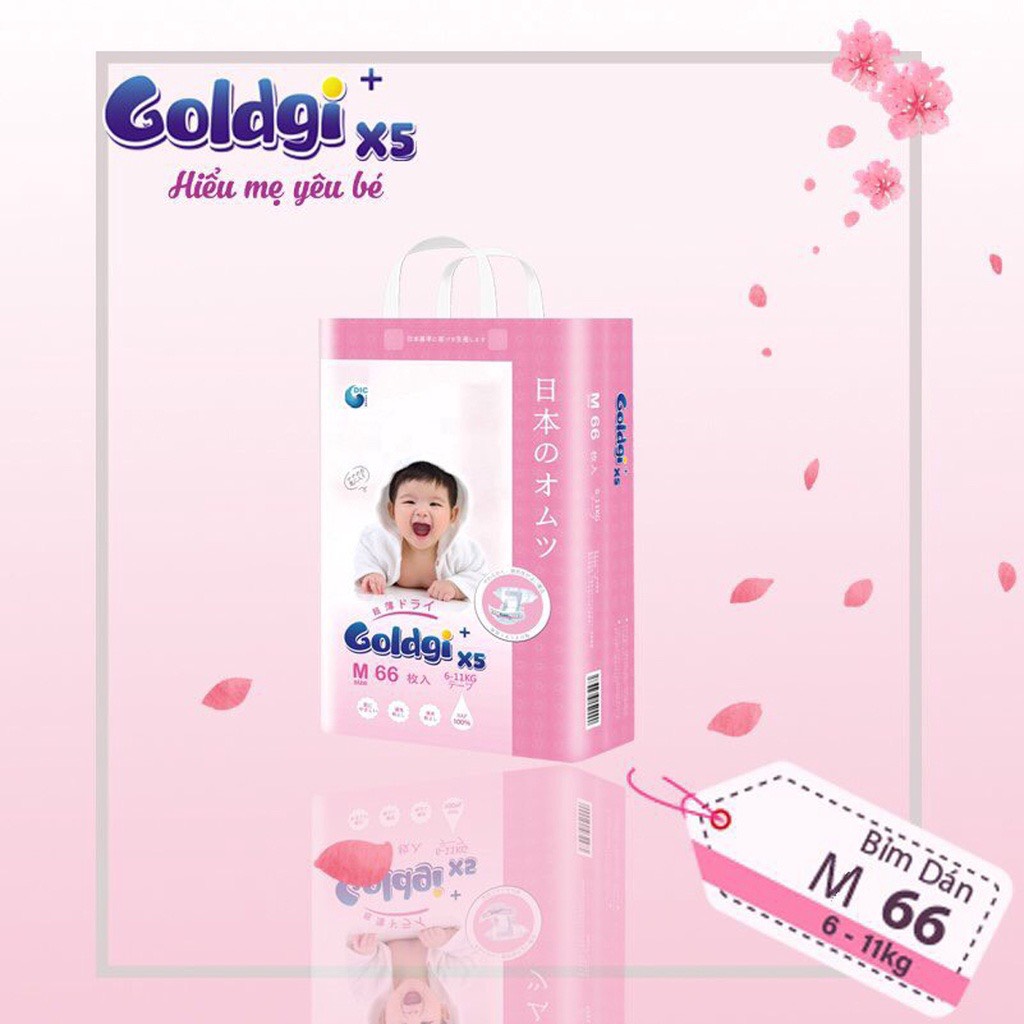 Tả bỉm Nhật Goldgi X5 Dán/Quần Đủ Size NB92/S84/M66/M60/L56/L48/XL44/XXL32