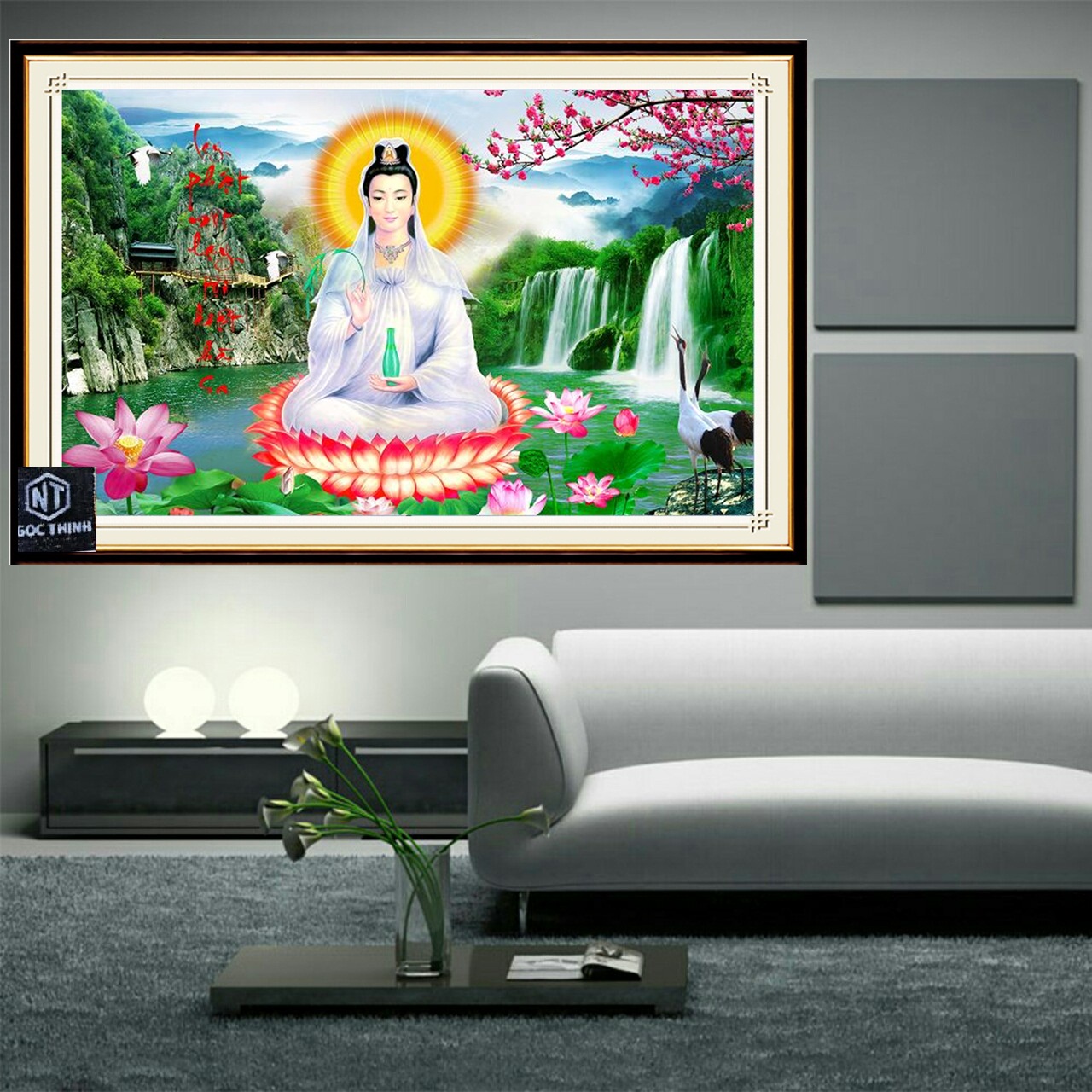 Tranh đính đá 5d Quan Thế Âm Bồ Tát vs335 kt 100x65 Siêu Thị Tranh Thêu