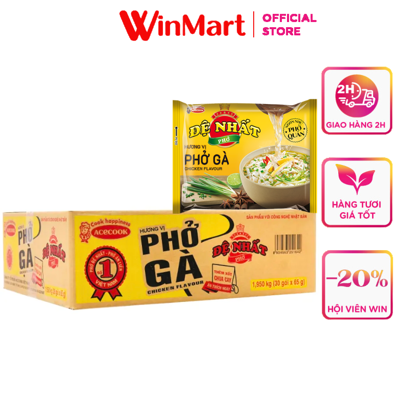 [Siêu thị WinMart] - Thùng 30 gói phở Đệ Nhất Phở Hương Vị Phở Gà Acecook 65g