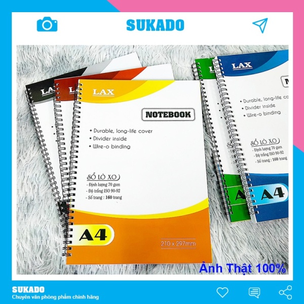 Sổ Lò Xo A4 A5 A6 B5 mini kẻ ngang dày 200 trang. Sổ ghi chép cầm tay tiện lợi SUKADO SOLX01