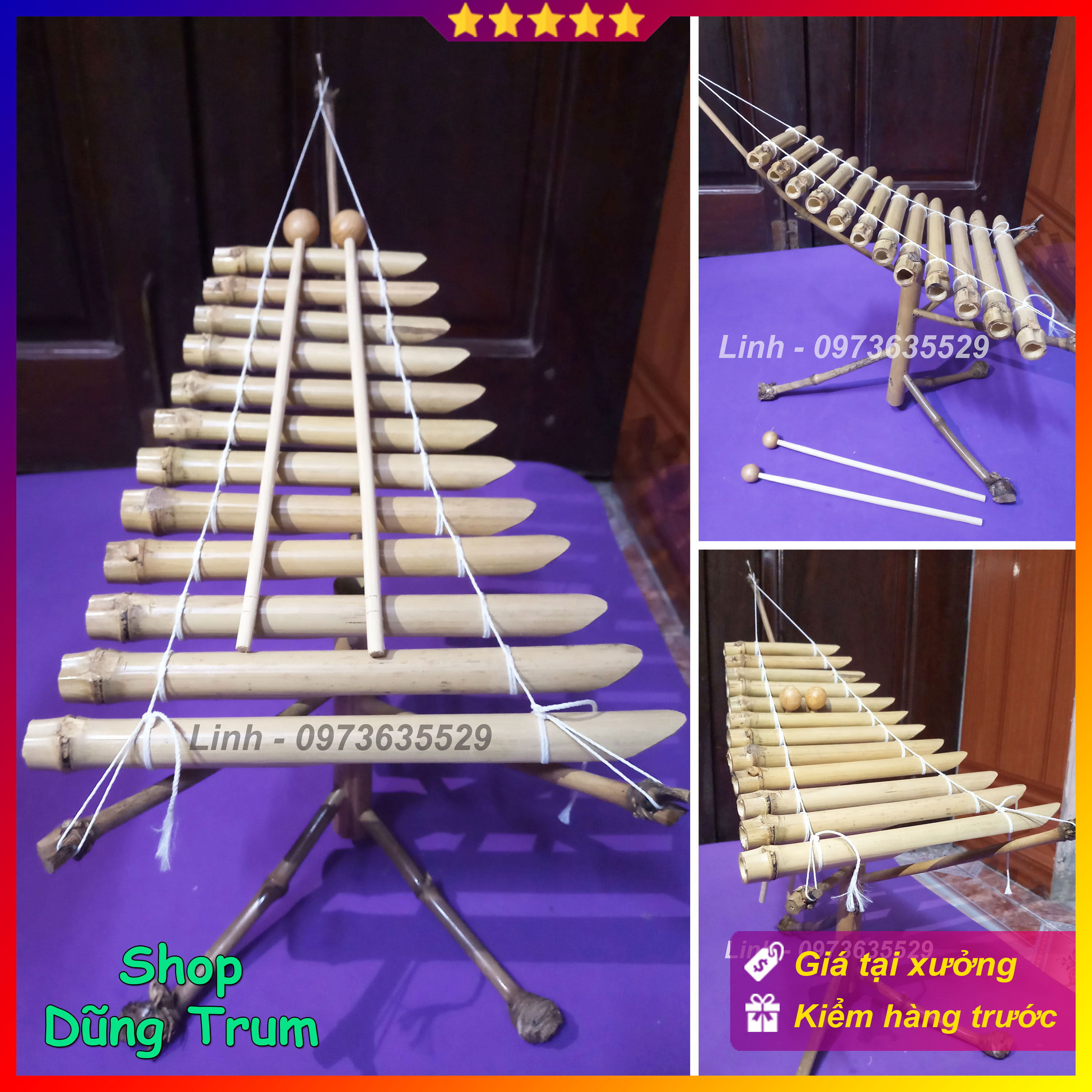 Đàn T’rưng mini biểu diễn, đàn Tơ rưng cho bé siêu đẹp
