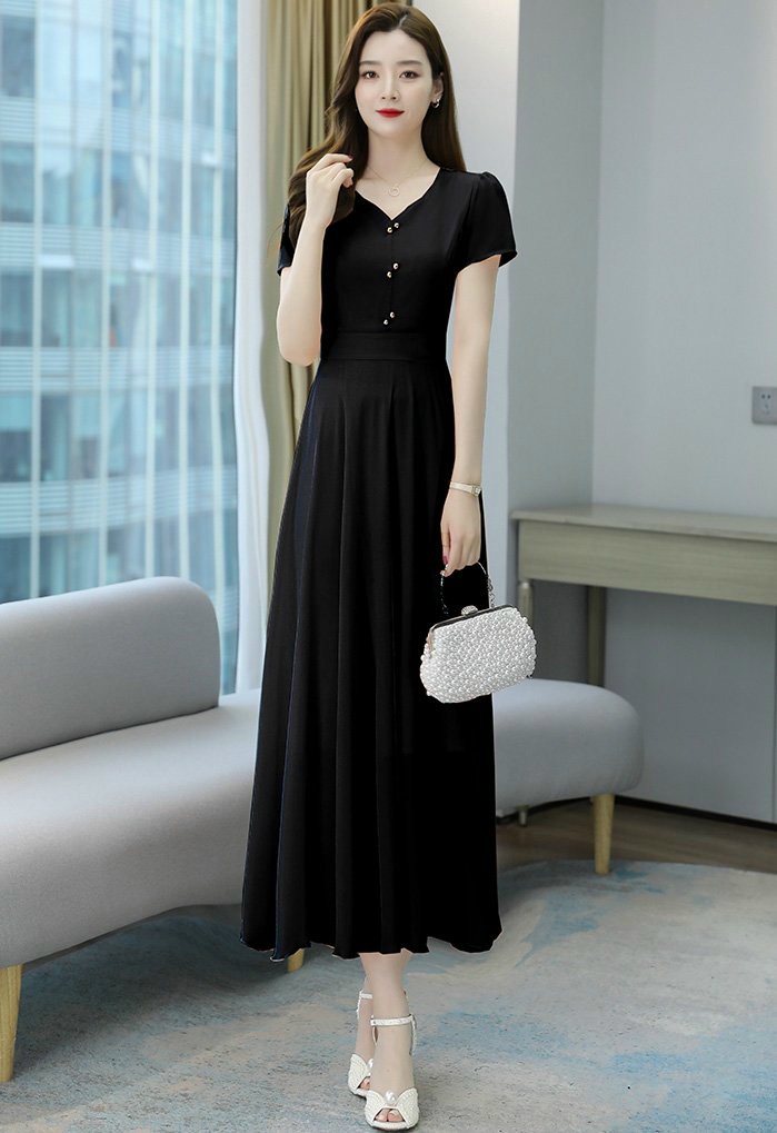 ĐẦM XÒE CỔ TIM ĐÍNH CƯỜM - YB211145