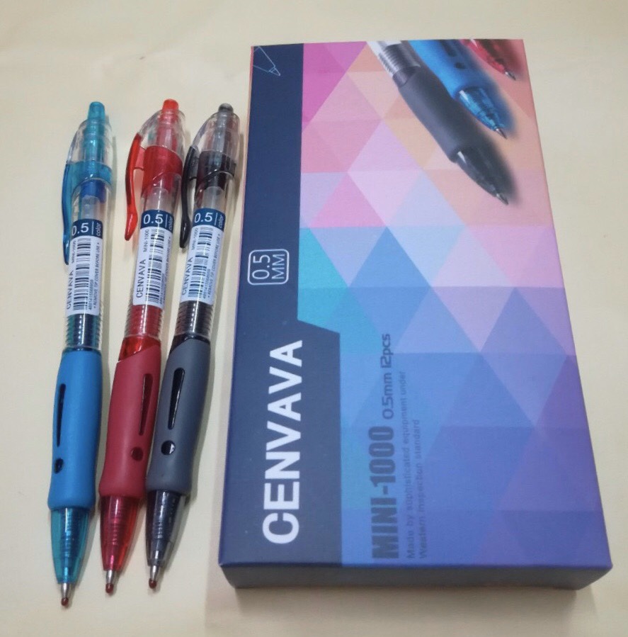 Bút Gel Bấm Mini-1000 Cenvava Siêu êm (12 cây/ hộp)