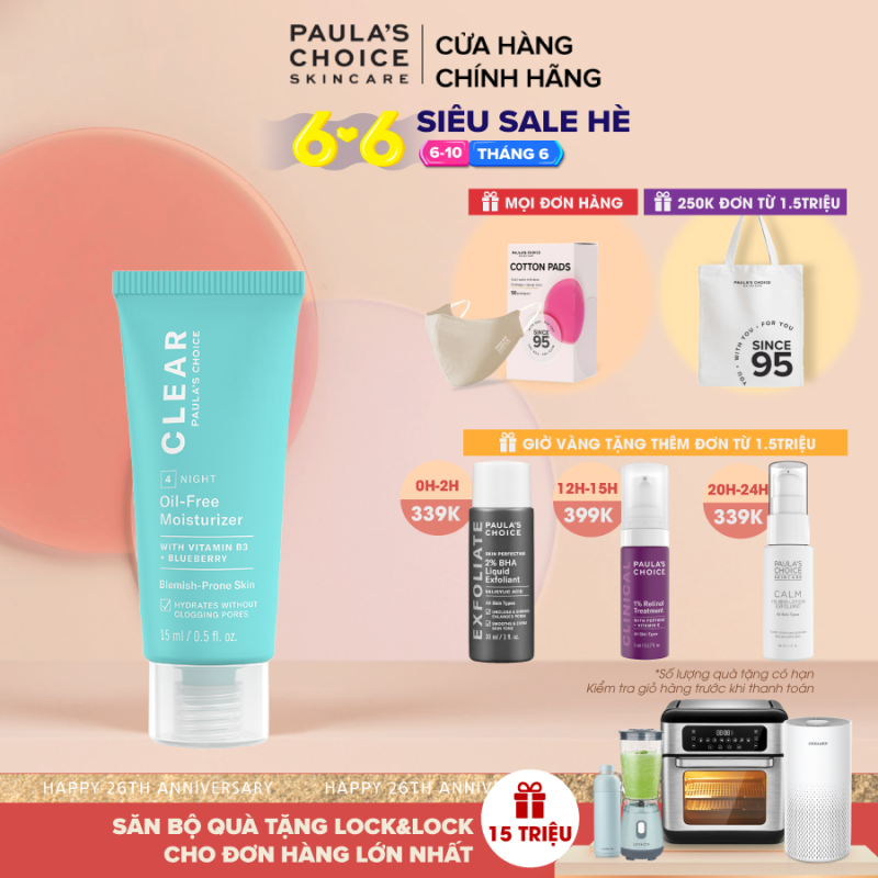 Kem Dưỡng ẩm dịu nhẹ không chứa dầu dành cho da mụn Paula’s Choice Clear Oil-Free Moisturizer 15 ml 3807 giá rẻ