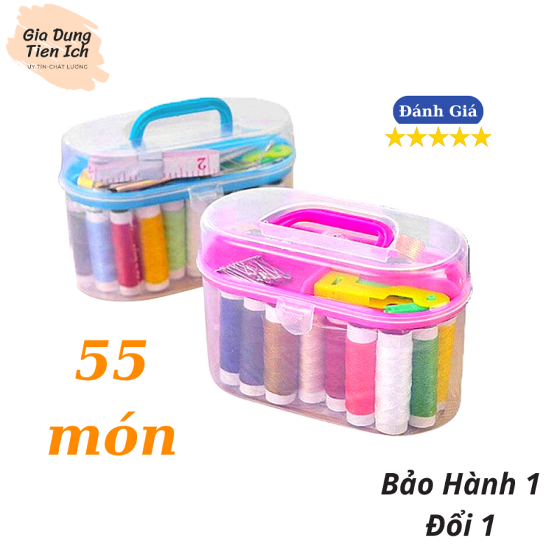 Bộ kim chỉ đa năng 55 món - Hộp kim chỉ gia đình tiện dụng kèm hộp đựng tiện ích- Hộp kim chỉ đa năng tiện dụng, hộp kim chỉ may vá quần áo.