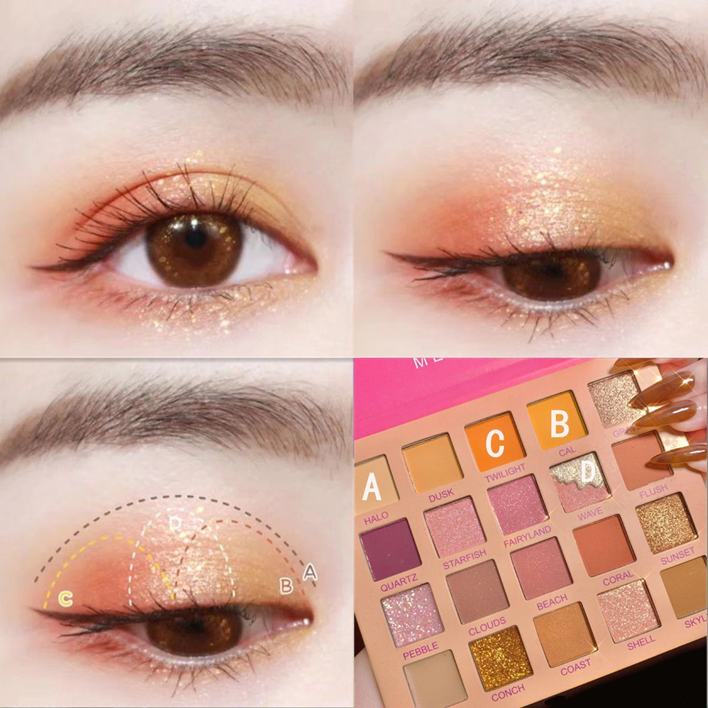 Bảng Phấn Mắt Nhũ Lì 20 Ô Mealea Sunset