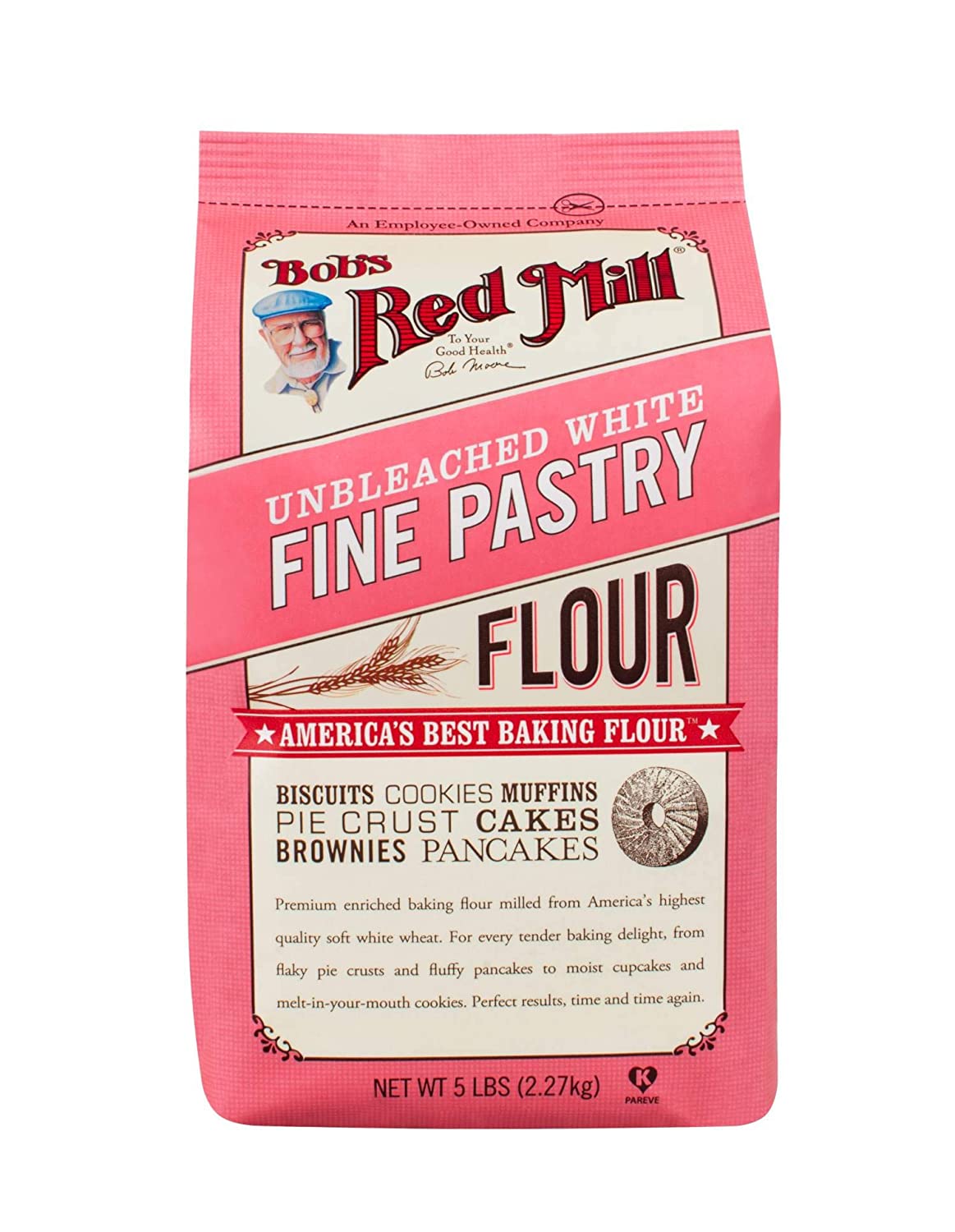 Bob's Red Mill Flour, White Pastry Unbleached/ Organic Whole wheat, 5 lbs