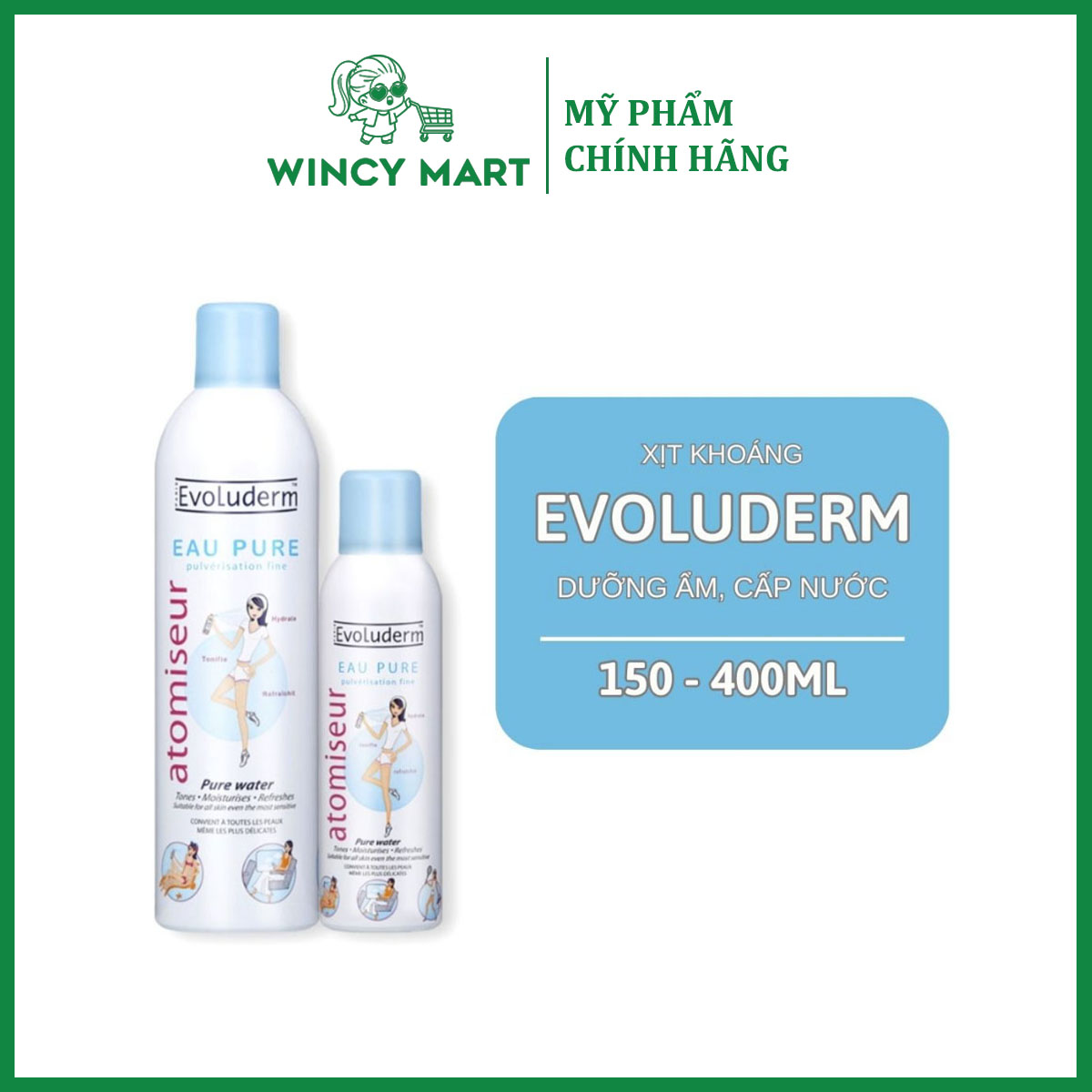 Xịt khoáng cấp ẩm làm dịu da evoluderm 150ml chính hãng - wincy mart shop