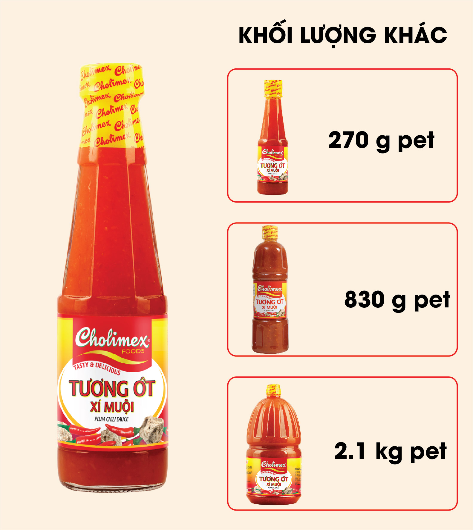 Tương ớt xí muội chai pet 830g