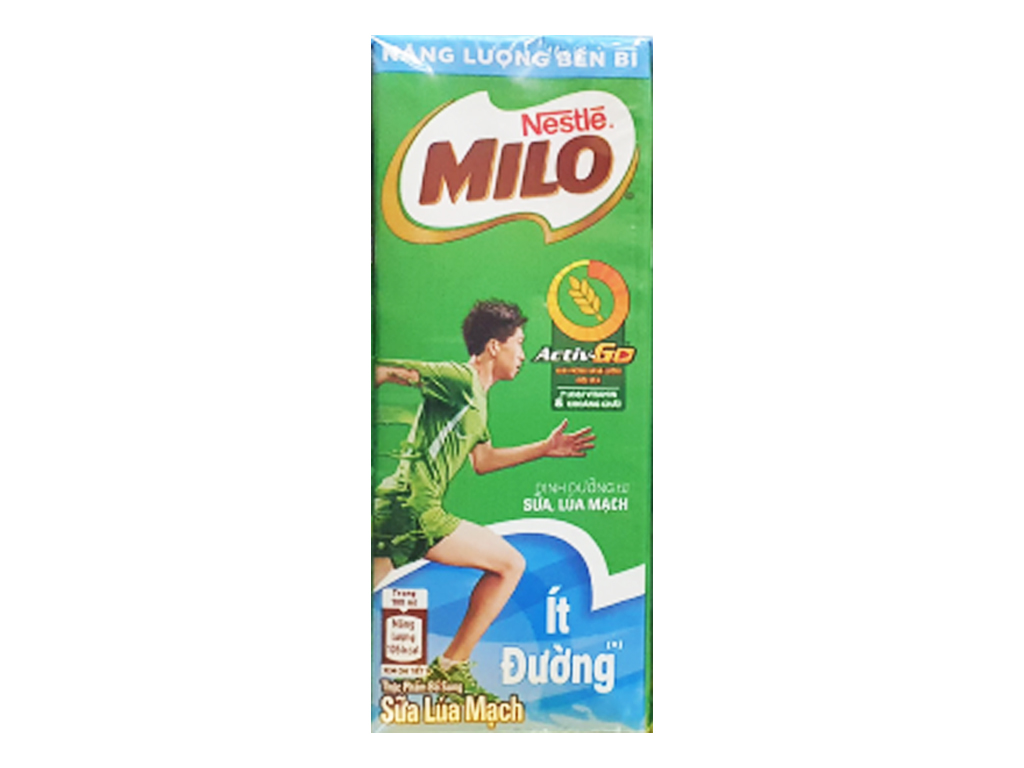 Lốc 4 hộp thức uống lúa mạch ít đường Milo Active Go 180ml