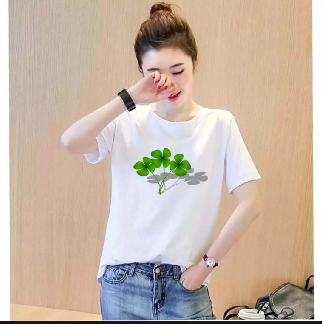 XẢ HÀNG - ĐỒNG GIÁ 19K Áo thun nữ hàn Quốc in hình Cỏ 3 Lá May Mắn * 3 nhánh * dễ thương vải dày mịn mát