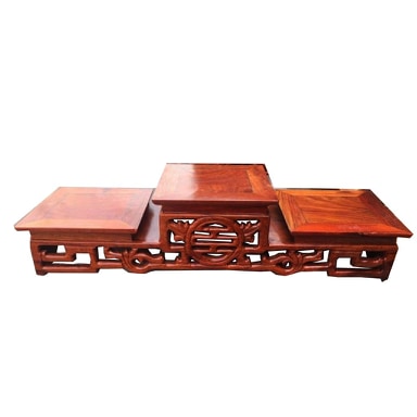 Đế tam sơn gỗ hương-Tam cấp gỗ-Bục tam cấp mặt 25 cm