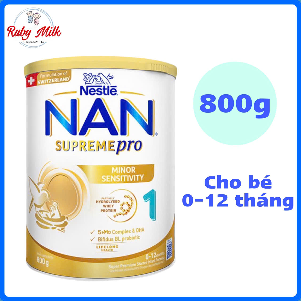 Sữa NAN SUPREME PRO số 1 Lon 800g (Cho bé 0 -12 tháng)