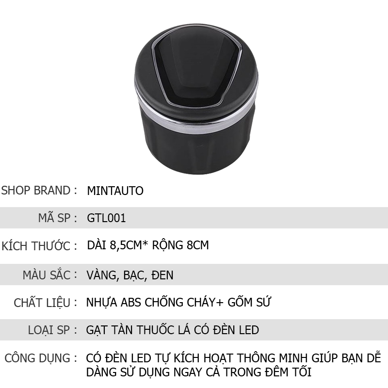 Premium led ashtray for easy night use