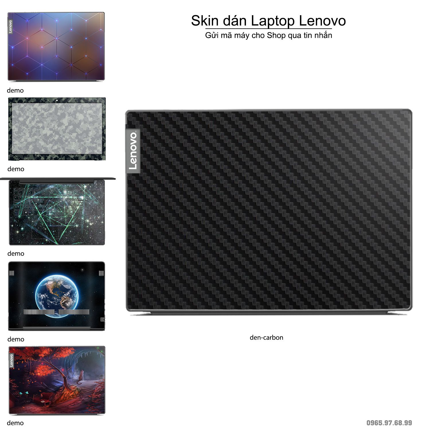 Decal Skin dán Laptop Lenovo mẫu đen carbon (inbox mã máy cho shop)