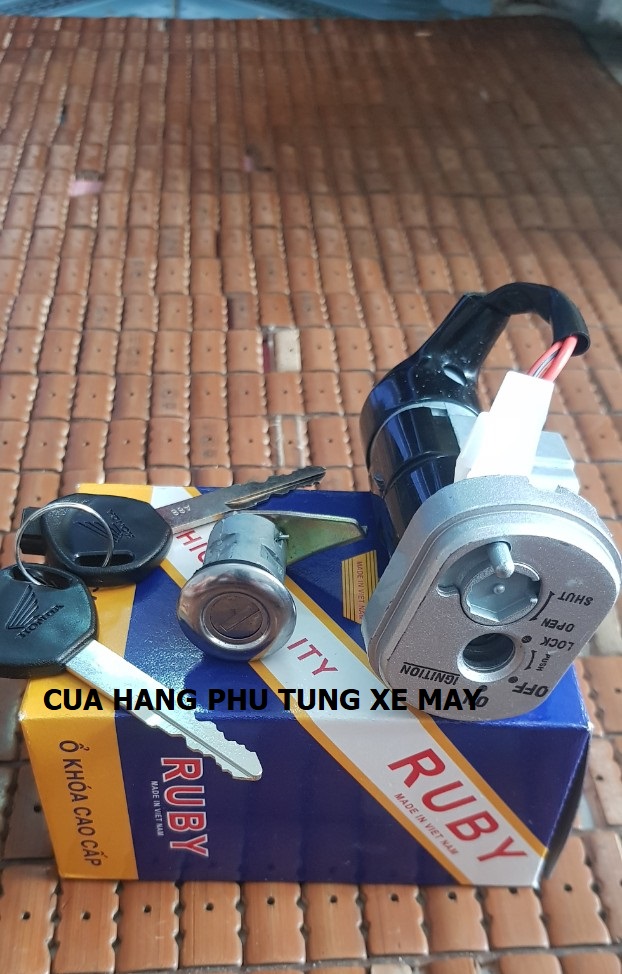 Bộ ổ khóa xe Wave S110  chìa dẹp