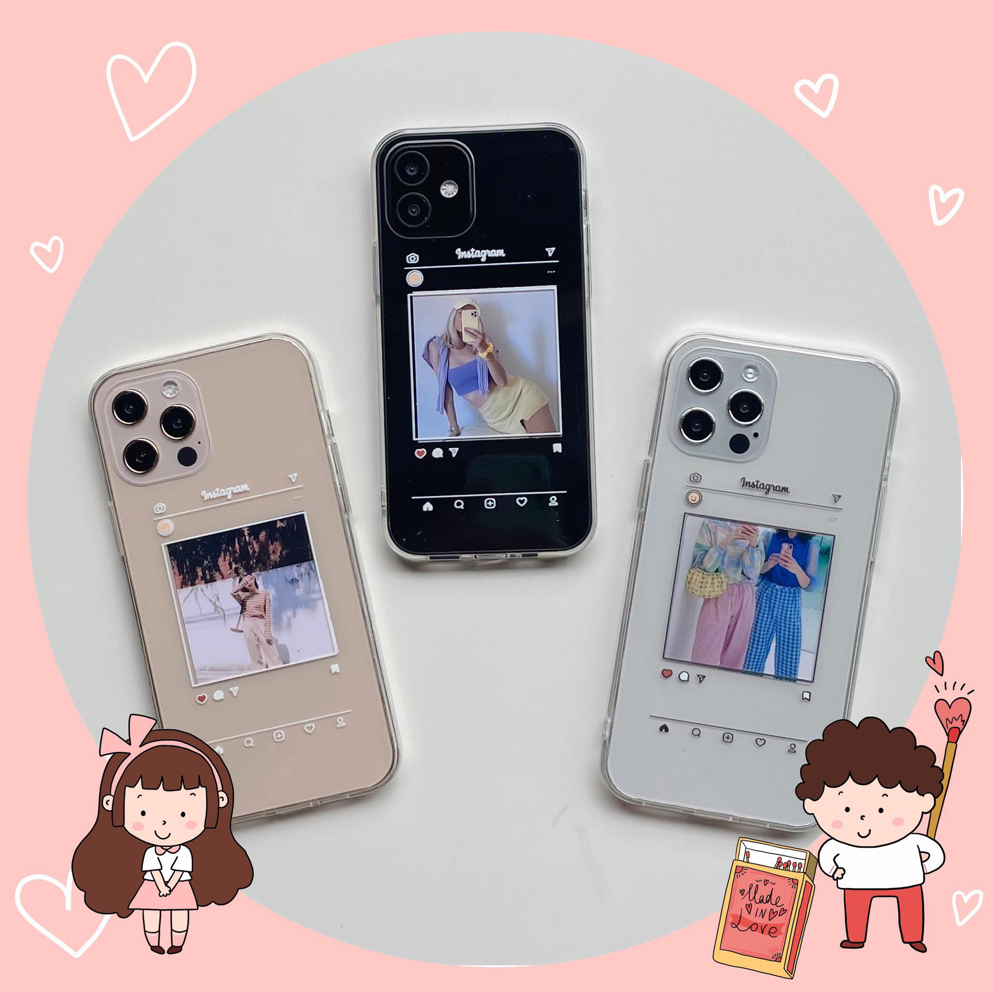 Ốp Iphone full viền khung Instagram lồng ảnh