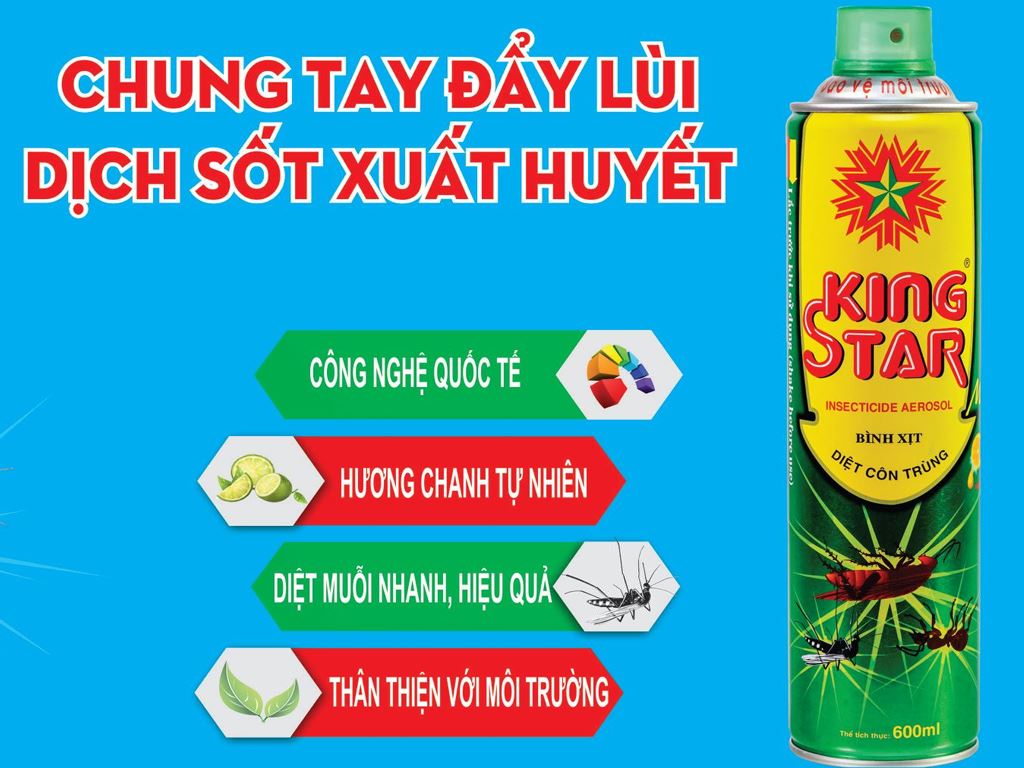 Bình xịt muỗi King Star chai 600ml hương chanh - hạ gục tiêu diệt nhanh côn trùng, kiến, gián