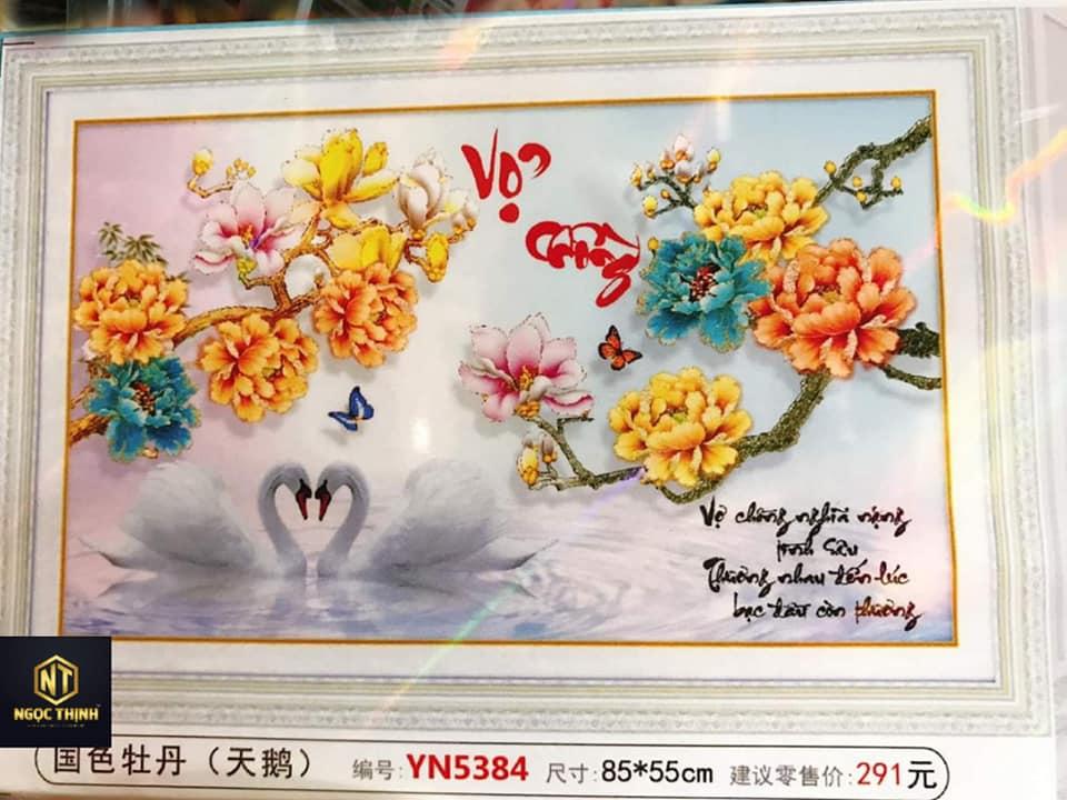 Tranh Đính Đá Vợ Chồng Nghĩa Nặng Tình Sâu ( Chưa Đính) - YN5384 KT 85x55cm