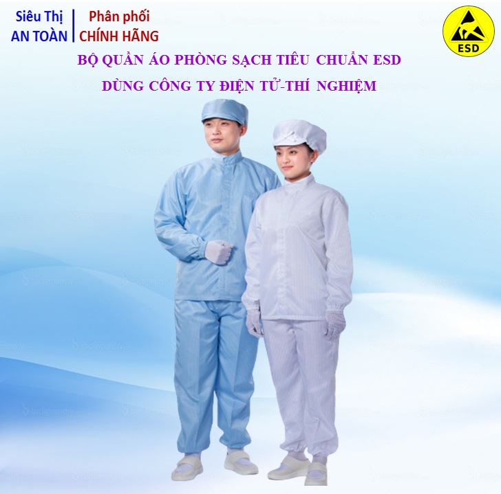 Bộ quần áo ngắn tiêu chuẩn ESD dùng trong phòng sạch công ty điện tử, phòng thí nghiệm, quần áo kháng khuẩn - Không bao gồm Mũ