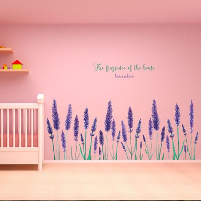 Decal Dán Tường Hoa Cỏ Lau Màu Tím Mộng Mơ