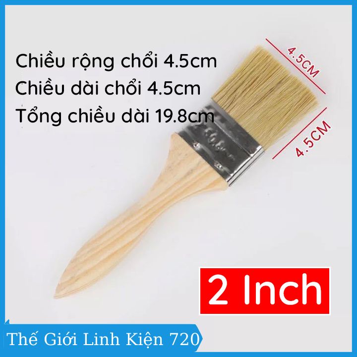 Chổi quét cán gỗ đa năng sợi siêu dày quét sơn, dầu ăn, axetol, vệ sinh mạch điện tử, dùng trong công nghiệp kích thước 1-8inch