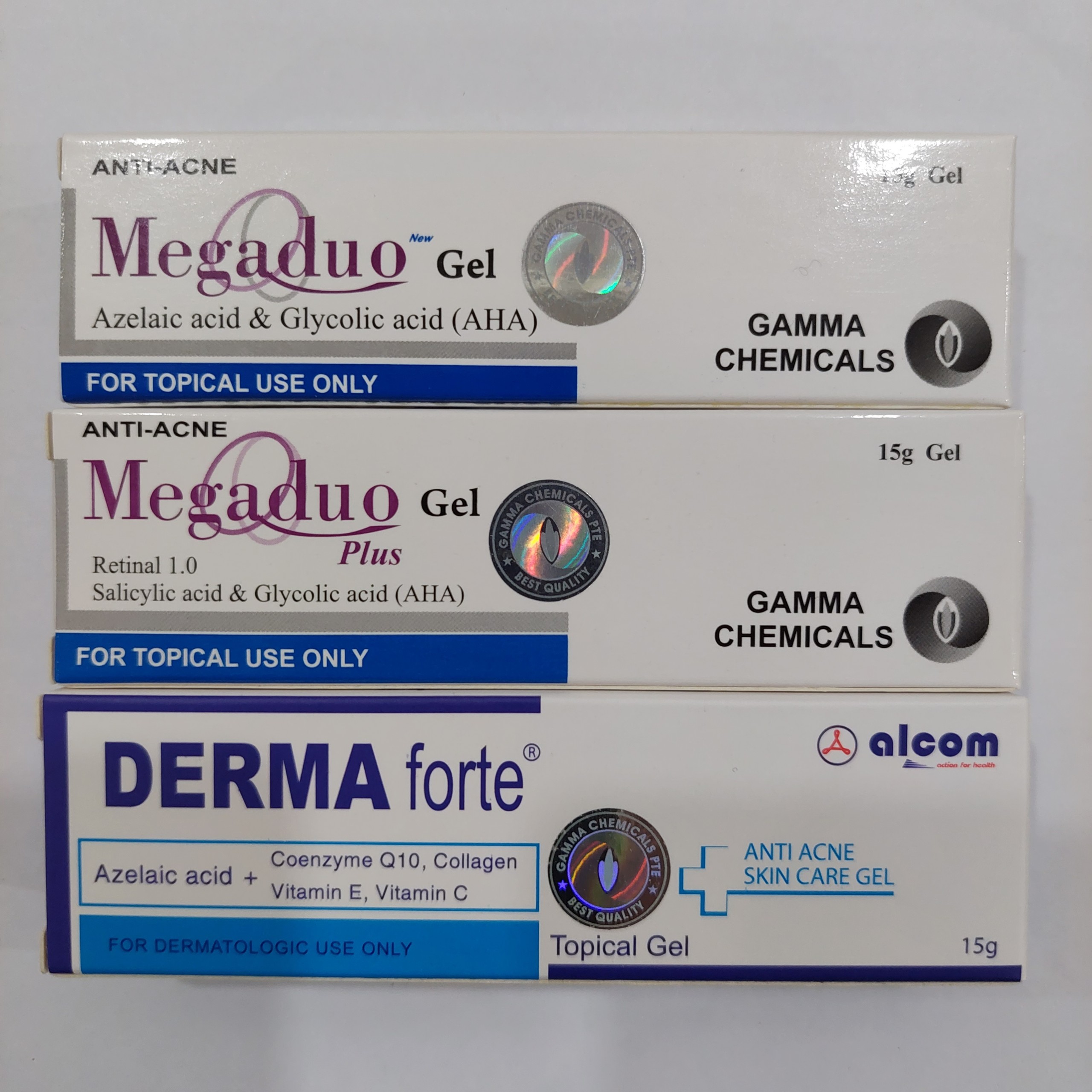 Megaduo Plus Retinal gel / Megaduo Azelaic Acid gel / Derma forte gel giảm mụn, ngừa thâm, sáng da