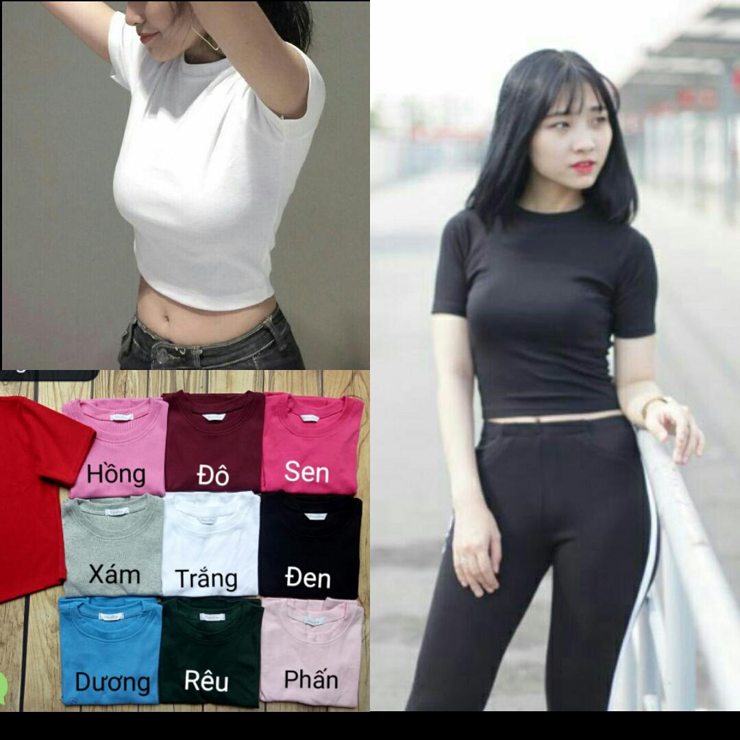 Áo Croptop Tay ngắn trơn nữ