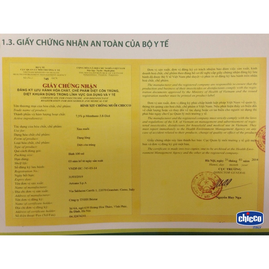 [CHÍNH HÃNG] Xịt Chống Muỗi Chicco Extra 100ml | Tránh Côn Trùng Cắn Bé