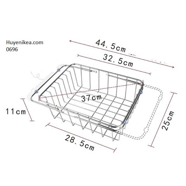 Rổ úp chén INOX 304 để ngang bồn rửa