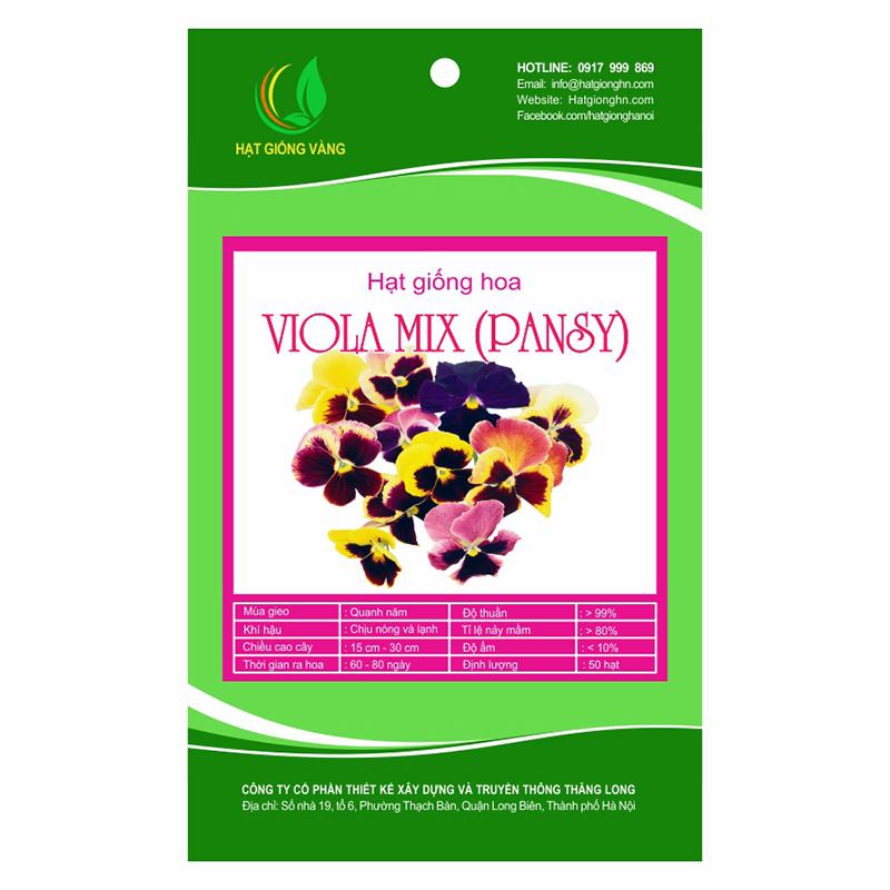 Hạt giống hoa Viola (Pansy) Golden Seeds Mix 50 Hạt