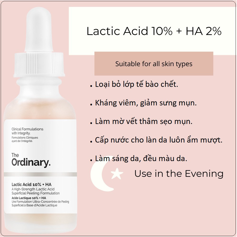Tinh chất The Ordinary Lactic Acid 10% + HA - 30ml