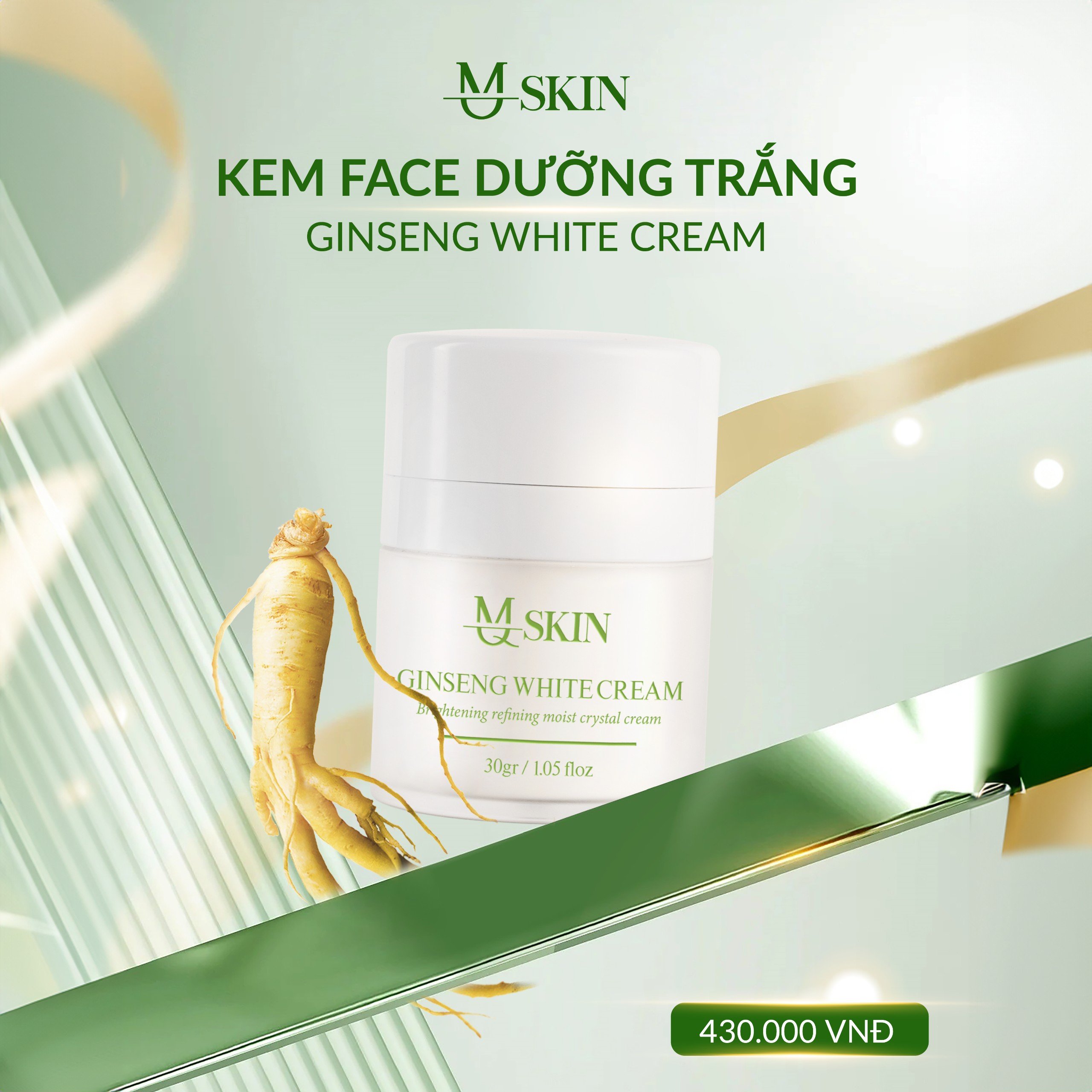 Kem Face Nhân Sâm, Ginseng White Cream dưỡng trắng sáng da 30gr ( New)
