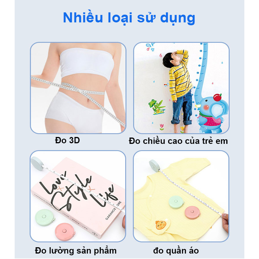 Thước Dây Cuộn Tròn Mini 1.5m Rút Tự Động