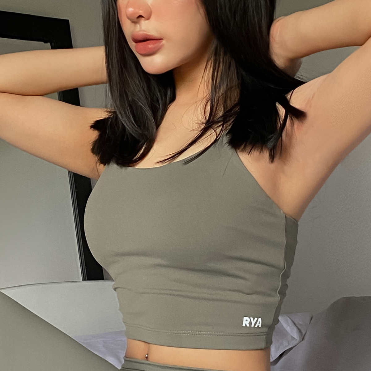 Áo ngực thể thao RYACTIVE -  STRAPPY CROPTANK Olive green
