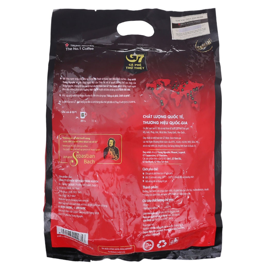 CÀ PHÊ HÒA TAN SỮA 3IN1 G7 BỊCH (50 GÓIx16G)